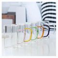 Techmanistan Set of 6 - Glass Cups with Multicolor Handles - 330ml, Glass Coffee Mug, Glass Coffee Mugs with Handle, Beverage Mugs, Drinking Glass, Crystal Clear Transparent Tea Cup Mug. 