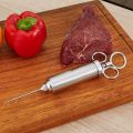 Meat Injector Syringe, 2-oz Marinade Flavor Injector 304 Stainless Steel with 3 Professional Needles,2 Cleaning Brushes and 4 Silicone O-rings. 
