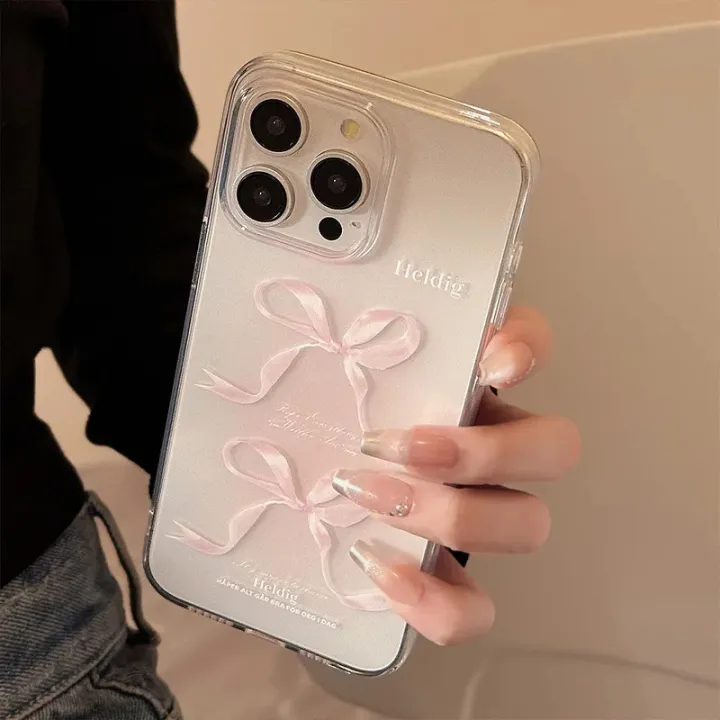 Cute%20Sweet%20Girl%20Pink%20Bow%20Phone%20Case%20For%20iPhone%2016%2015%2014%2013%2012%2011%20Pro%20Max%20X%20XS%20XR%207%208%20Plus%20Clear%20Soft%20Silicone%20Shockproof%20Cover%20-%20Image%204