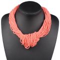 Claire Jin Small Beads Knot Necklaces Women Bohemian Jewelry Fashion Multi Layer Vintage Handmade Choker, 26 colors. 