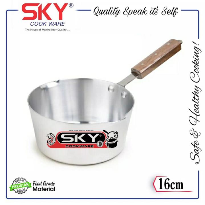 JS Cookware MILKPAN METAL FINISH WOOD HANDLE 15/17.5/20Cm Daraz.pk