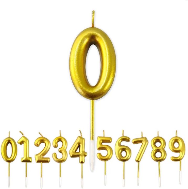 Birthday Cake Numbers Candle, Mettalic Gold Digit Candle, Number/Digit ...
