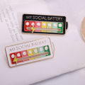 Social Mood Brooch Interactive Mood Social Battery Enamel Pins for Women. 