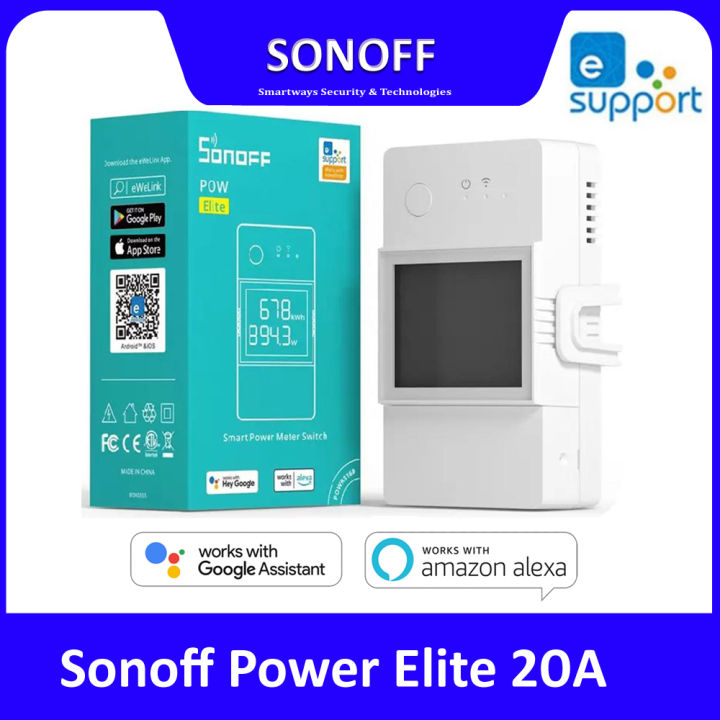 SONOFF POW Elite 20A Smart Power Meter Switch Smart Home Real Time Power Consumption Monitor Works With Alexa Google Home