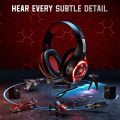 Beexcellent GM-1 Gaming Headset for PS4 PS5 Xbox One Switch PC with Noise Canceling Mic, Deep Bass Stereo Sound (Black Red). 