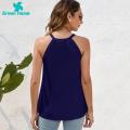 Green Home Sleeveless Top Round Neck Flower Print Sleeveless Women Shirt. 