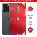 iPhone 15 Pro Max Skin/Wrap 360 Protection Sheet/ Carbon fiber/ Matte/ Transparent/ Lamination Back And Sides Included Camera Skin. 
