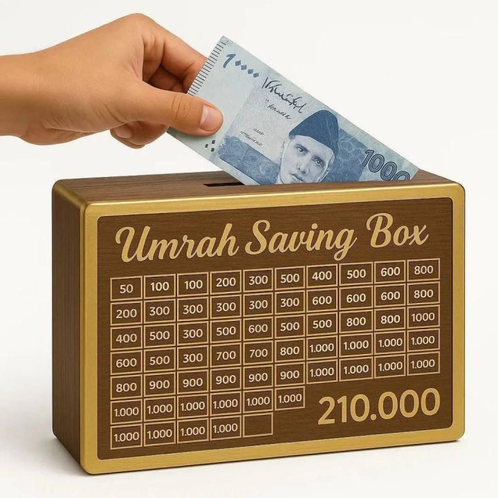 Umrah Saving Box - Wooden Islamic Money Saving Box - 280 Days | Daraz.pk