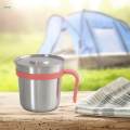 Camping Cup Tea Cup Portable with Lid Camping Mug 448ml Capacity Metal Cups Stainless Steel Coffee Mug for Backpacking Travel Touring Hiking. 