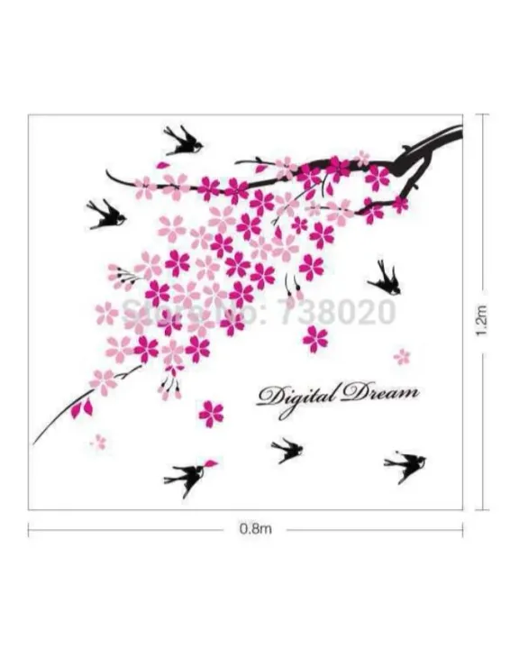 Flowers%20Wall%20Sticker%20Pink%20Birds%20DIY%20Wall%20Decor%20For%20Home/Office%20Colorful%20PVC%20Wall%20Paper%20Removeable%20Wall%20Decal%20-%20Image%208