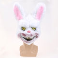 Halloween Mask Bloody Killer Rabbit Mask Teddy Bear  Plush Cosplay Horror Mask-Angelia. 