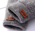 Winter Fingerless Gloves for Men Half Finger Elastic Mittens Knitting Wool Warm Leather Label Thick Elastic Driving Gloves. 