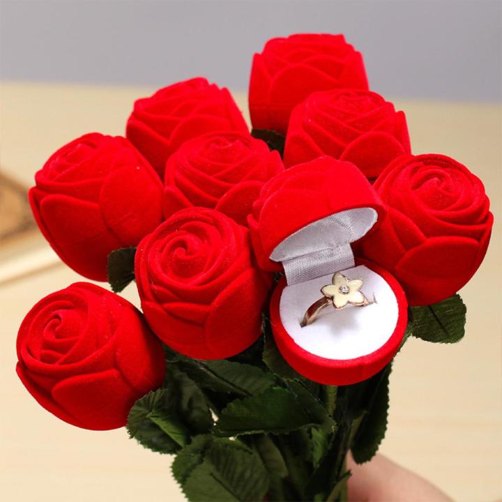 Romantic Rose Flower Bouquet Ring Box Jewelry Packaging Valentine's Day Gift Box