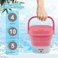 Portable Mini Washing Machine, Foldable Small Laundry Tub with Drain Basket Lightweight Washer Ultrasonic Cleaning Touch Screen and Timer Reusable Washing Machine for Baby Clothes Underwear Bra Sock. 