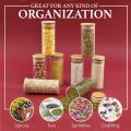 AKHPAL Glass jars with bamboo lids, 6 PieceS spice jars with bamboo lids 340ml,  glass storage jars, glass canisters with wooden airtight lids, labels, glass storage canisters for food, coffee beans, candy, spices. 