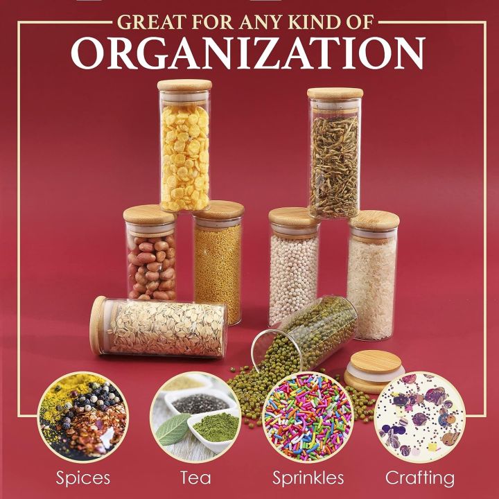 AKHPAL%20Glass%20jars%20with%20bamboo%20lids,%2012%20pieceS%20spice%20jars%20with%20bamboo%20lids,%20340ml%20glass%20storage%20jars,%20%20glass%20canisters%20with%20wooden%20airtight%20lids,%20labels,%20glass%20storage...%20-%20Image%203