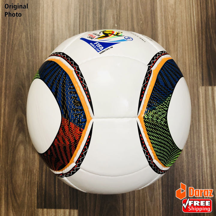 Jabulani World cup Football White Fire Match Soccer Ball 2010 Size 5 with free Nozzle by King Sports