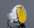 Mens Yemeni Zard Aqeeq Sterling Silver 925 Yellow Onyx Ring Yellow Carnelian Ring Zard Aqiq Ring Yemen Hakik Ring Natural Yellow Agate Ring Chandi Ring Original Gemstone Ring. 