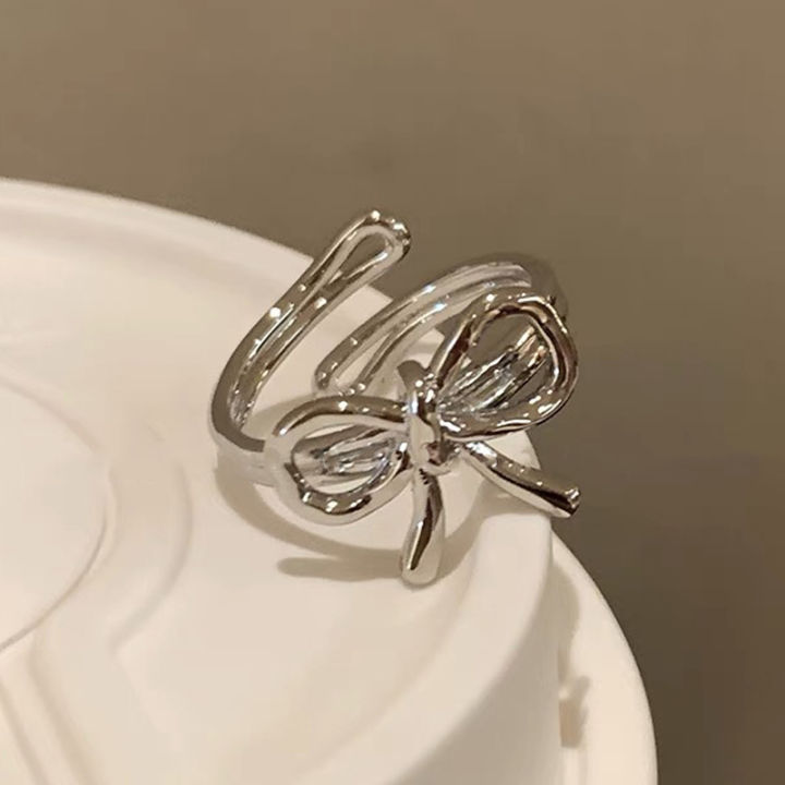 Kpop Rings 1/2PCS Bowknot Rings Adjustable Opening Rings Set For Women Girls ...