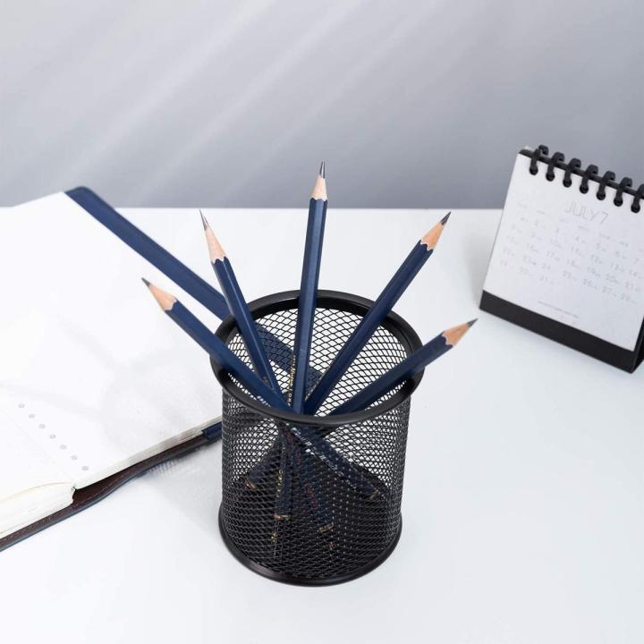 Metal Mesh Pen Container Round / Metal Mesh Pen Container / Pen Pencil Holder Organizer / Cosmetic Round Pen Stand Holders / Stationery Container Desk Organizer / Metal Round Container Art # SS-MRC01 (1 pcs)