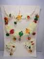 Mehndi Bridal Set Floral Handmade Mala, Mathapati, and Earrings- White Pearls - Aritifical Jewellery. 
