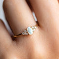 ROXI Fashion Fine Jewelry Rings Luxury Personalized Vintage Gold Plated S925 Sterling Silver SizeNew 925 Jade Opal Gold Ring. 