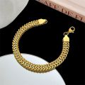 Elegant Stainless Steel Big Thick Chain Link Bracelets for Women Men Couple Bangle Gold color Female Wrist Jewelry. 