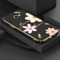Flower Style Casing for Samsung Galaxy J4 Plus 2018 J4+ J415 2022 New Design Square Shape Phone Case Soft Plating Case Cover with Free Lanyard. 