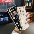 JIUMOO For vivo V20 SE Case Fashion Tide Flower Side Design Phone Case Square Edge Pattern Silicone Softcase Luxury Plating Casing Full Cover Camera Shockproof Protection Cases. 