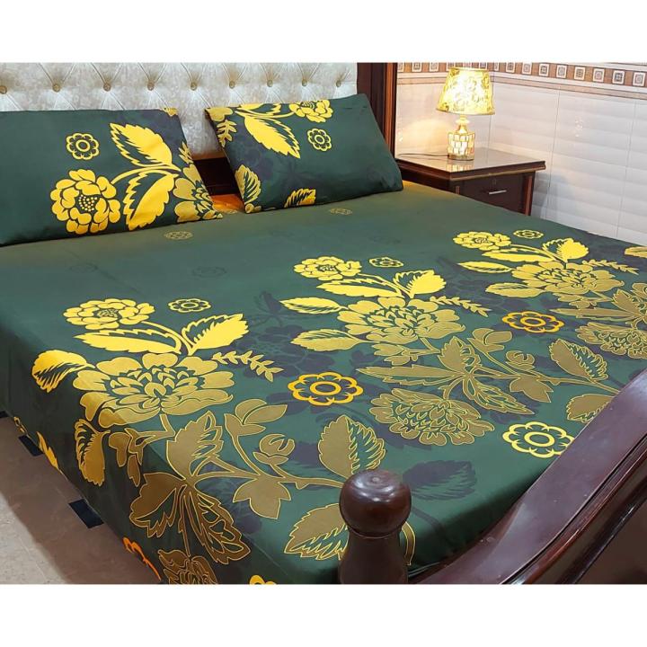 Crystal Cotton BedSheet Premium Quality King Size Stiched Bed Sheet Life Time Guarantee 3 Piece Printed Bedsheet