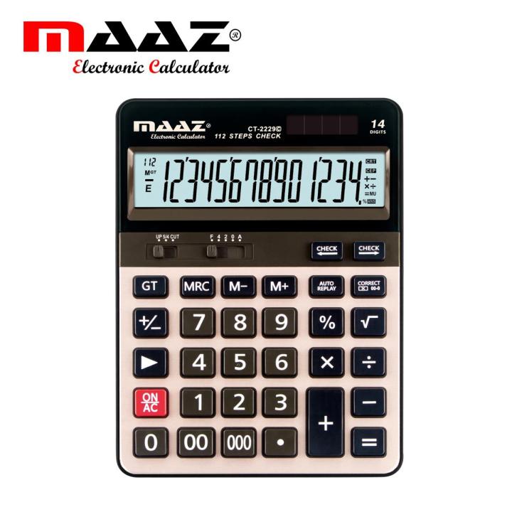 MAAZ_Desktop Office Calculator Model CT-2229C, 14 Digit_Dual Power Solar & Battery High Quality Calculator