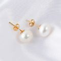 KEEMEEUYZO Real 925 Sterling Silver Earrings Natural Freshwater Pearl Stud Errings Gold Jewelry For Women Fashion Birthday Gift. 