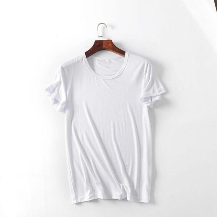 Bamboo Fibre S-5XL T Shirt Men Cotton Soft Comfy Undershirts Short Sleeve Tees Casual Summer T-Shirt Loose Round Neck Male Fashion Tshirt Plus Size Black Grey Dark Blue Green Maroon White Solid Color