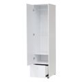 Single Door Wardrobe Armoire Closet with Hanging Storage, White Wood. 