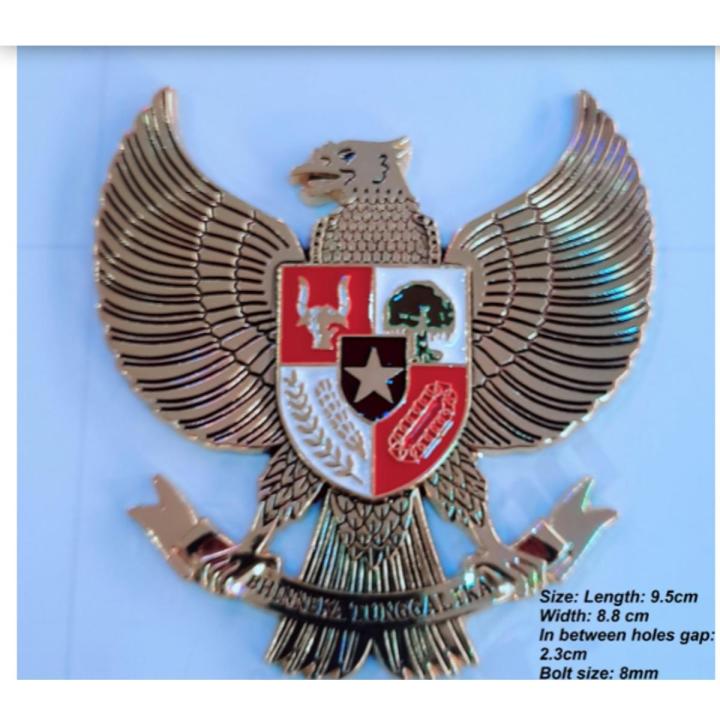 Eagle Big Logo With Star For Front Grill Golden Red White Style 1 piece Logo Metal Emblem Metal Body Monogram For Car Motorcycle Decorative Metal Marka Universal Fit Metal Logo