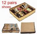 Shoe Box 12 Pocket Under Bed Foldable Container Storage Organizer. 