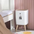 Dustbin High Foot with Lid Large Capacity Press Type Waste Bin Garbage Container Plastic Trash Can Cleaning. 