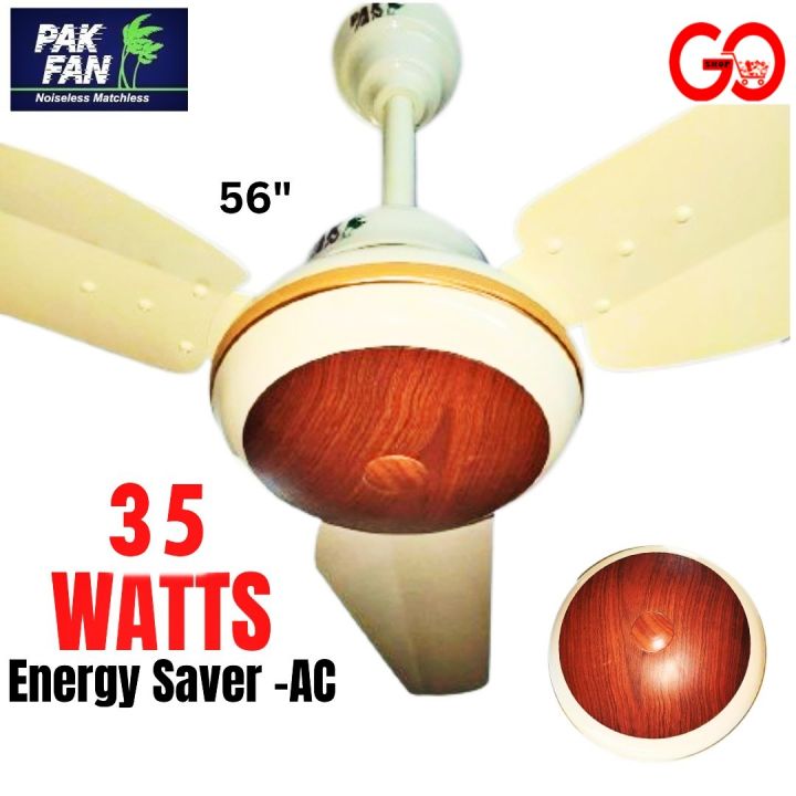 PAK Fan AC /DC Crystal 35 Watts Ceiling Fan Remote Control - 56 inches  energy saver fan - Dark Wood