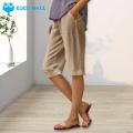 EOCO MALL Women Harem Pants Comfy Knee-length Women's Shorts with Pockets Perfect for Summer Elastic Waist Casual Style Ideal for Home or Sports Available in Various Colors Women Straight Sports Pants. 