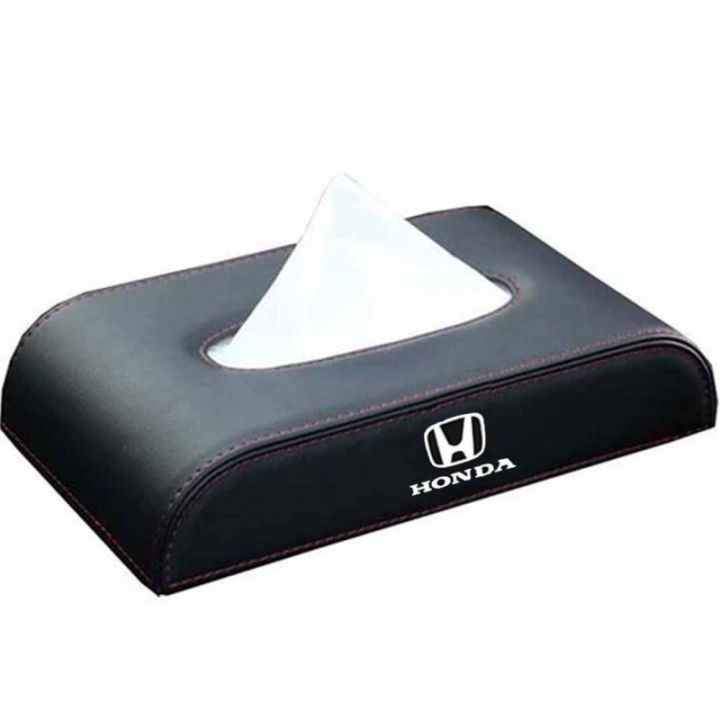 Car Tissue Box High Quality Honda Logo Pu Leather - Black  by D-store