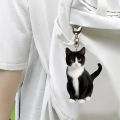1pcBlack And White Cat Keychain, 2D Acrylic Cat Pendant,Double-Sided Design, Animal Key Ring Charm For Backpacks & Gifts LUKE. 