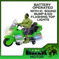 Marvel Avenger Super Hero Hulk - Battery Operated Motorcycle with IC Sound and Flashing Lights. 