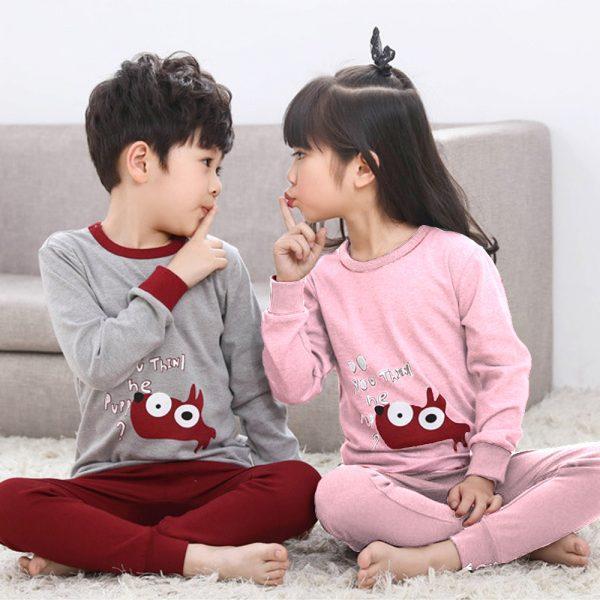 Baby Pink Or Baba Grey Maroon I Think Puppy Print Night Suit DS 12 (1 Pcs)