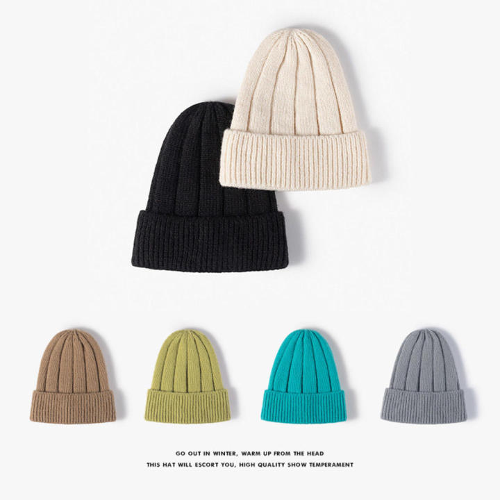 Teens Trend Cap Stylish Beanies Cool Headgear For Teens Unisex Hip Hop Hat Solid Color Knitted Hat Fashion Knit Hat Street Style Winter Hat
