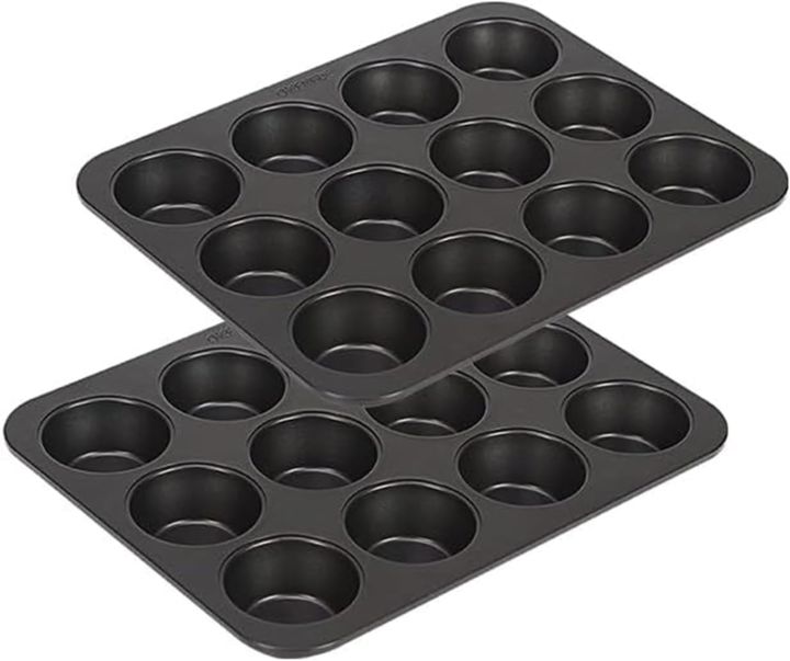 thumbnail image 2 of 2 Black 12-chamber Non-stick Domestic Carbon Steel Muffins 2 of 12