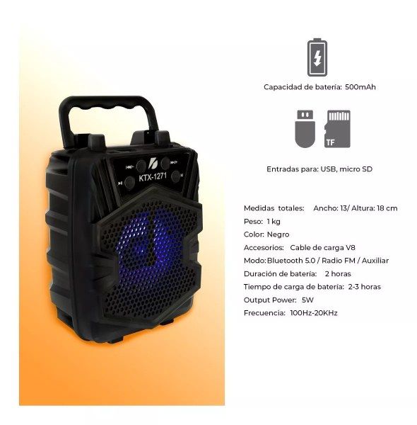 KTX%201271%20Wireless%20Bluetooth%20Rechargeable%20Speaker%20FM%20Ready%20USB%20Memory%20Card%20Supported%20With%20RGB%20LED%20Light%20Black%20KTX-1271%20-%20Image%2010