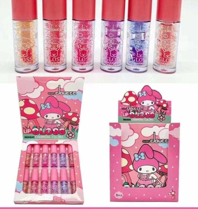 Pack of 06  Purple Doll Shinny Magic Charming Colors Lip Gloss For Women And For Girls  1059