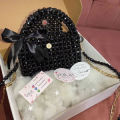 Hand Made Pearl Bags, Beaded Shoulder Bag Mini Flap Bag for Women Girl. 