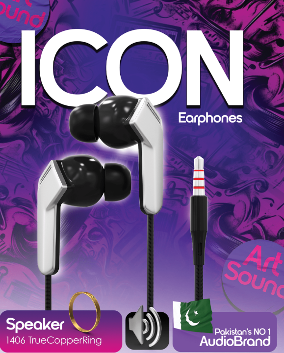 Audionic Icon Earphone | Hi-Fi Earphone Clear Treble Extra Bass Wired Stereo Handsfree With HD Mic | Wired hand free with 3.5 mm jack | premium quality earphones | High Quality Earphones