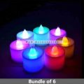 new amazing Small LED Candles, 7 Color Flameless Tea Light Candles, Operated Electric Candles, Pack of 6, White Base. 